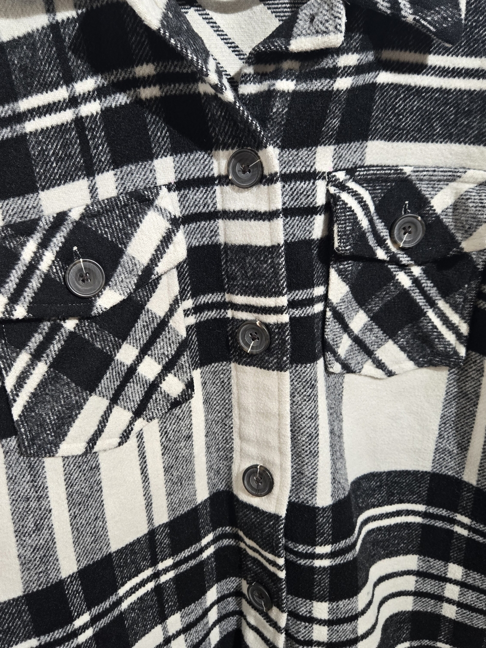Dex Black and White Plaid Button-Up Shirt Jacket - Picture 3 of 5